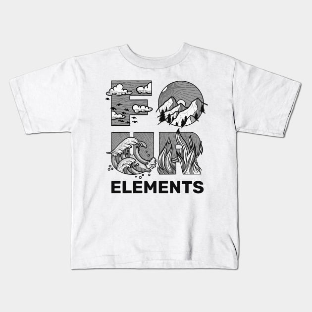 Four Elements Air Earth Water Fire Greek Triangle Symbols Kids T-Shirt by teeleoshirts